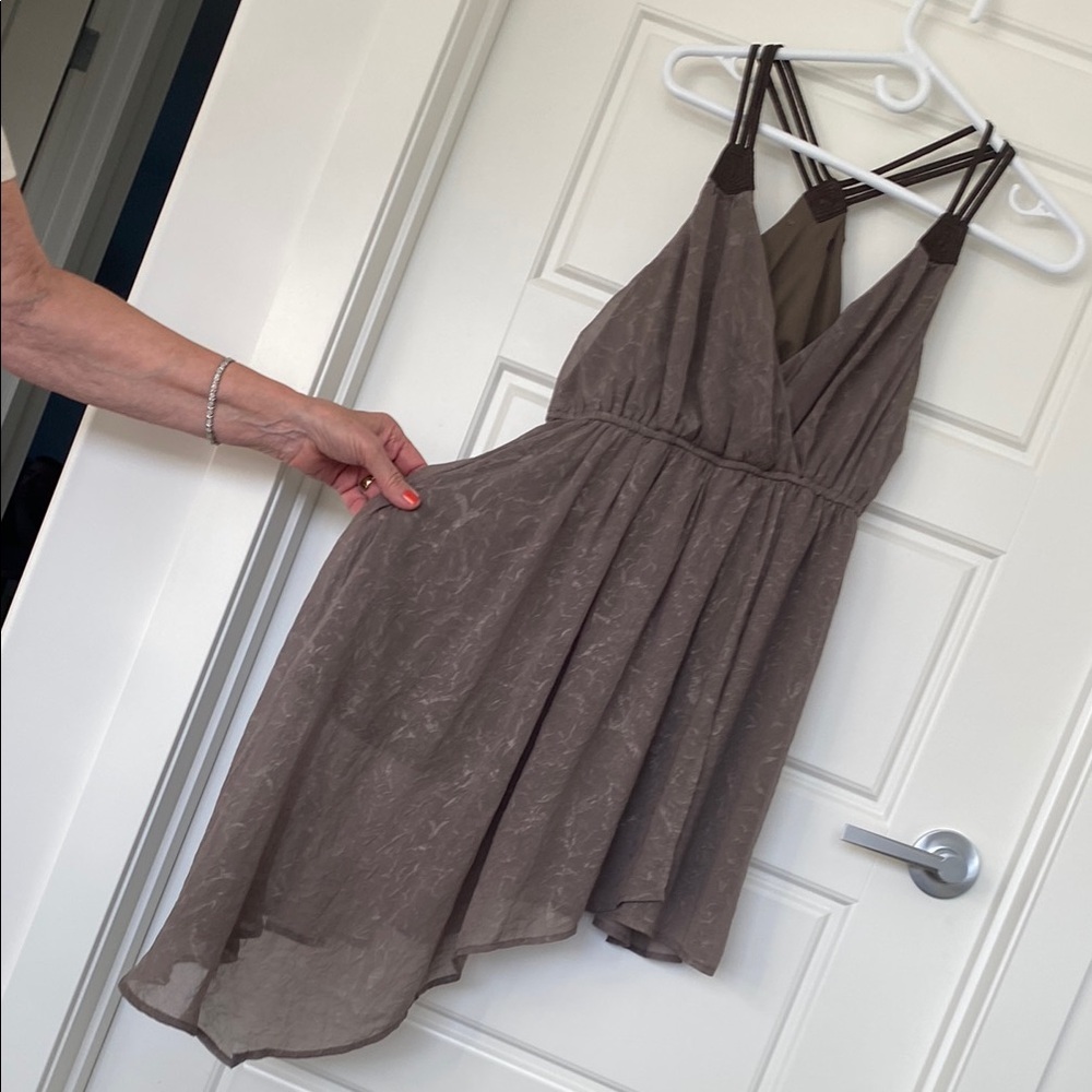 Brown High Low spaghetti  Sundress for Wedding Guest or beach